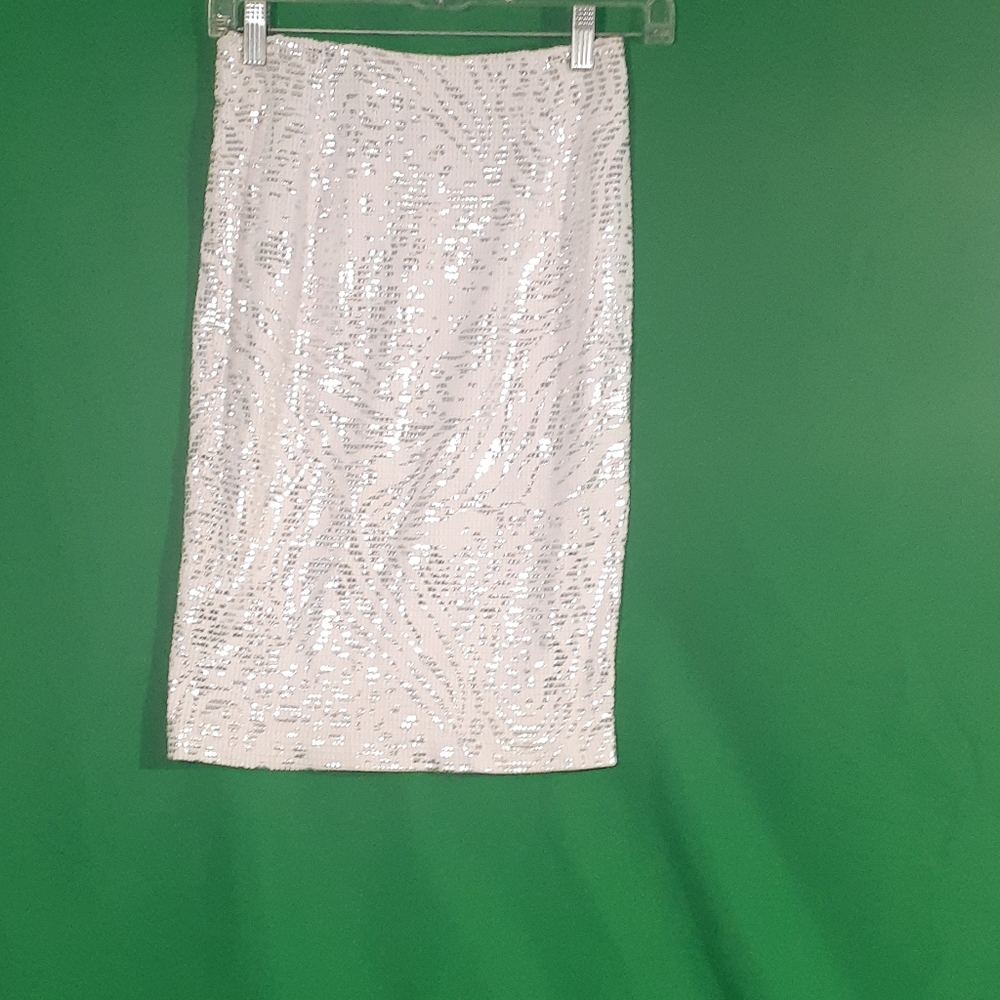 Janine XSP white/silver sequin made in italy skirt